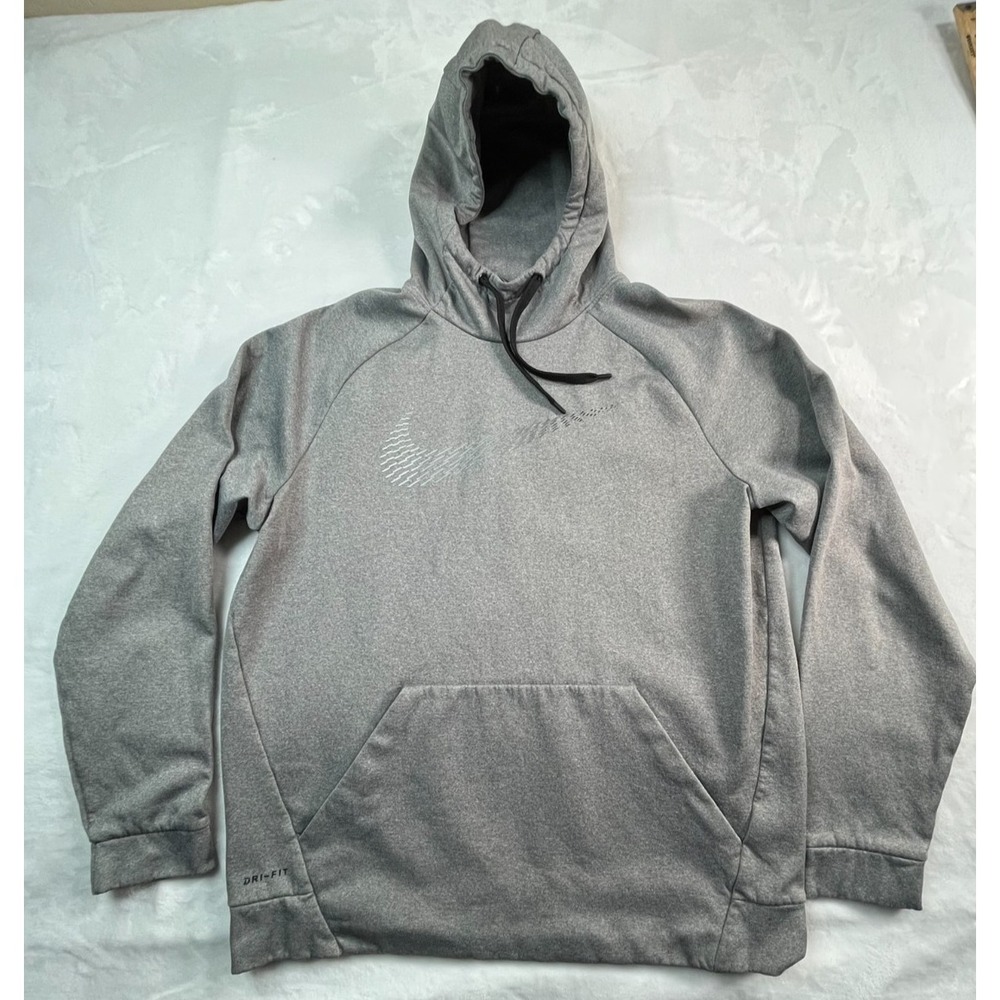 NIKE Mens L Pullover Hooded‎ Dri-Fit  Gray *FLAW*